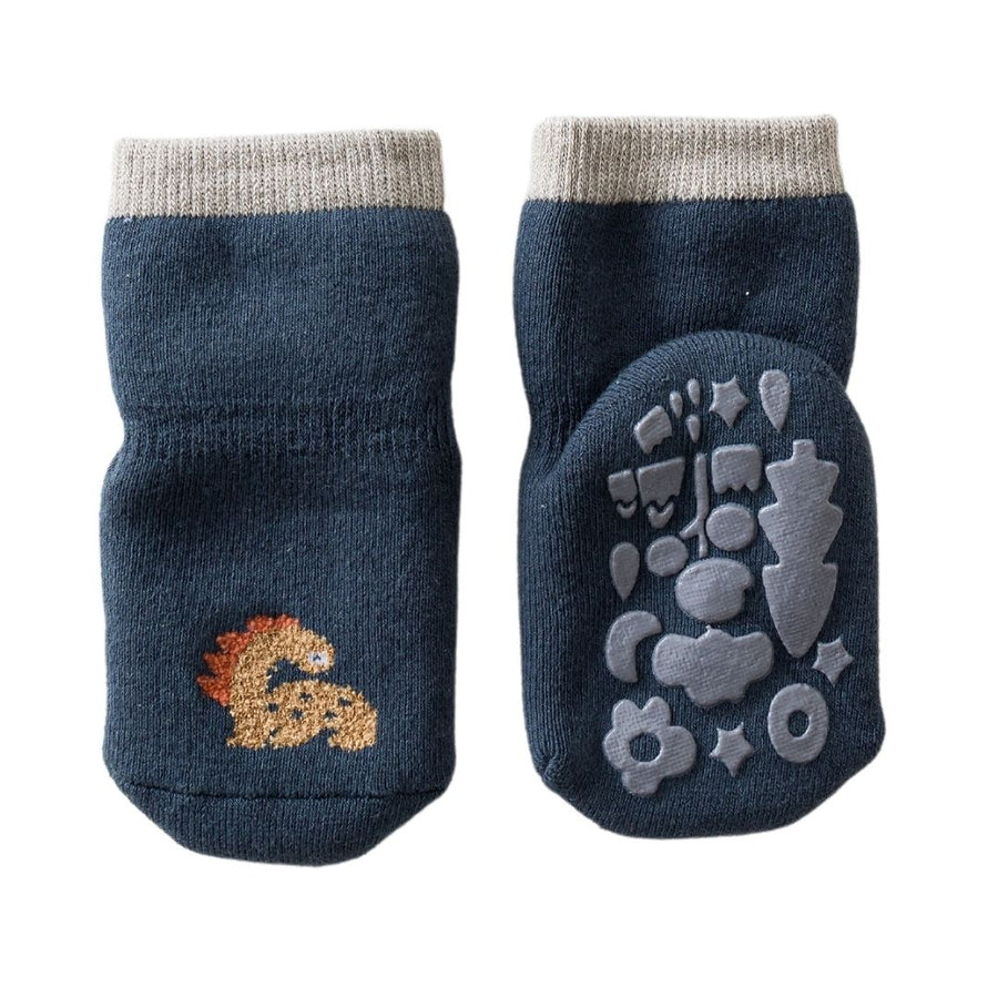 Calcetines con antideslizante - Dinosaurio Azul Marino