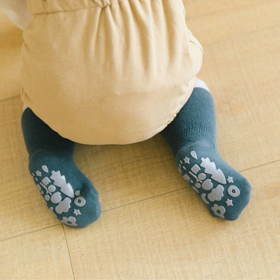 Calcetines con antideslizante - Dinosaurio Azul Marino